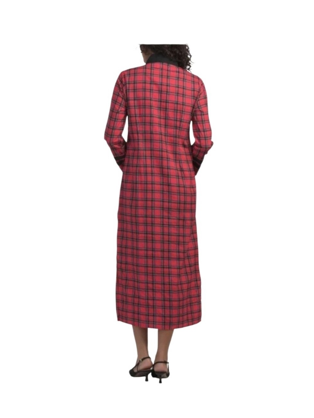 Sail To Sable Red Black Plaid Caftan Dress NWT Size XS - Picture 5 of 16